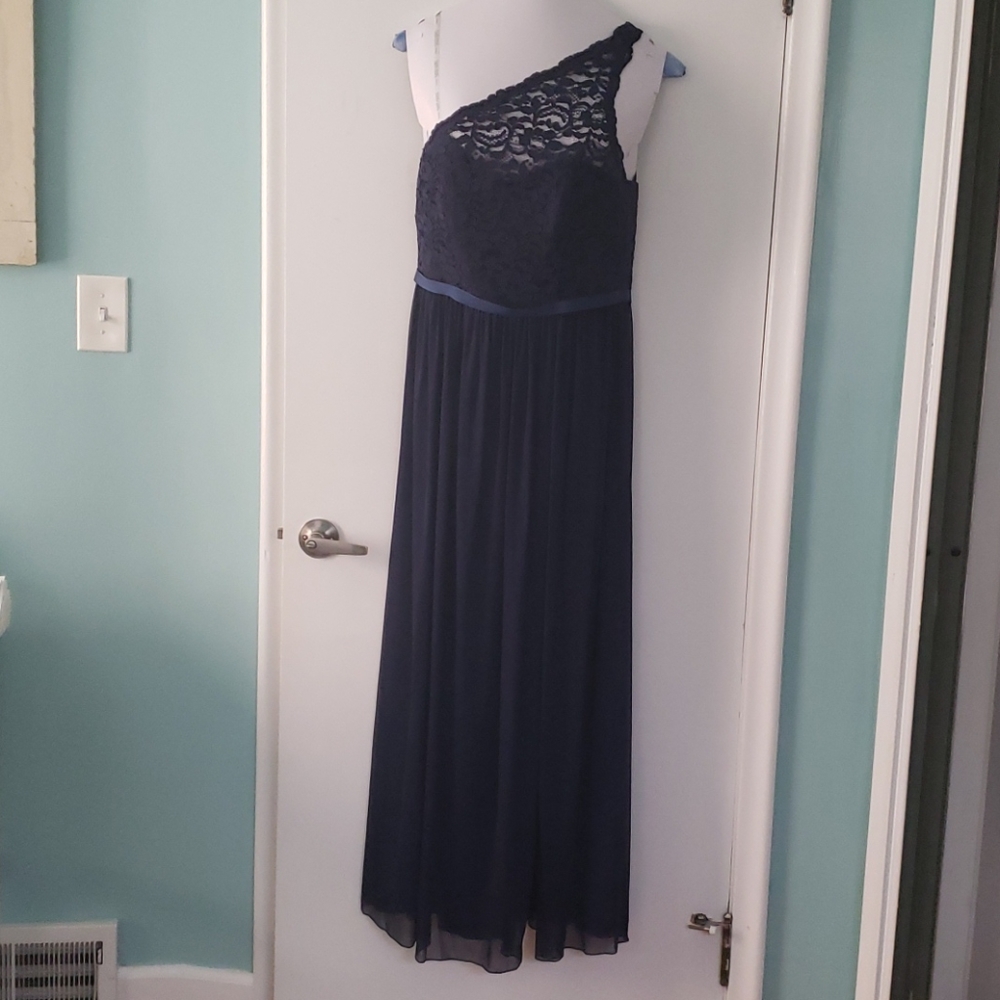 David's Bridal Navy Blue Bridesmaid Dress